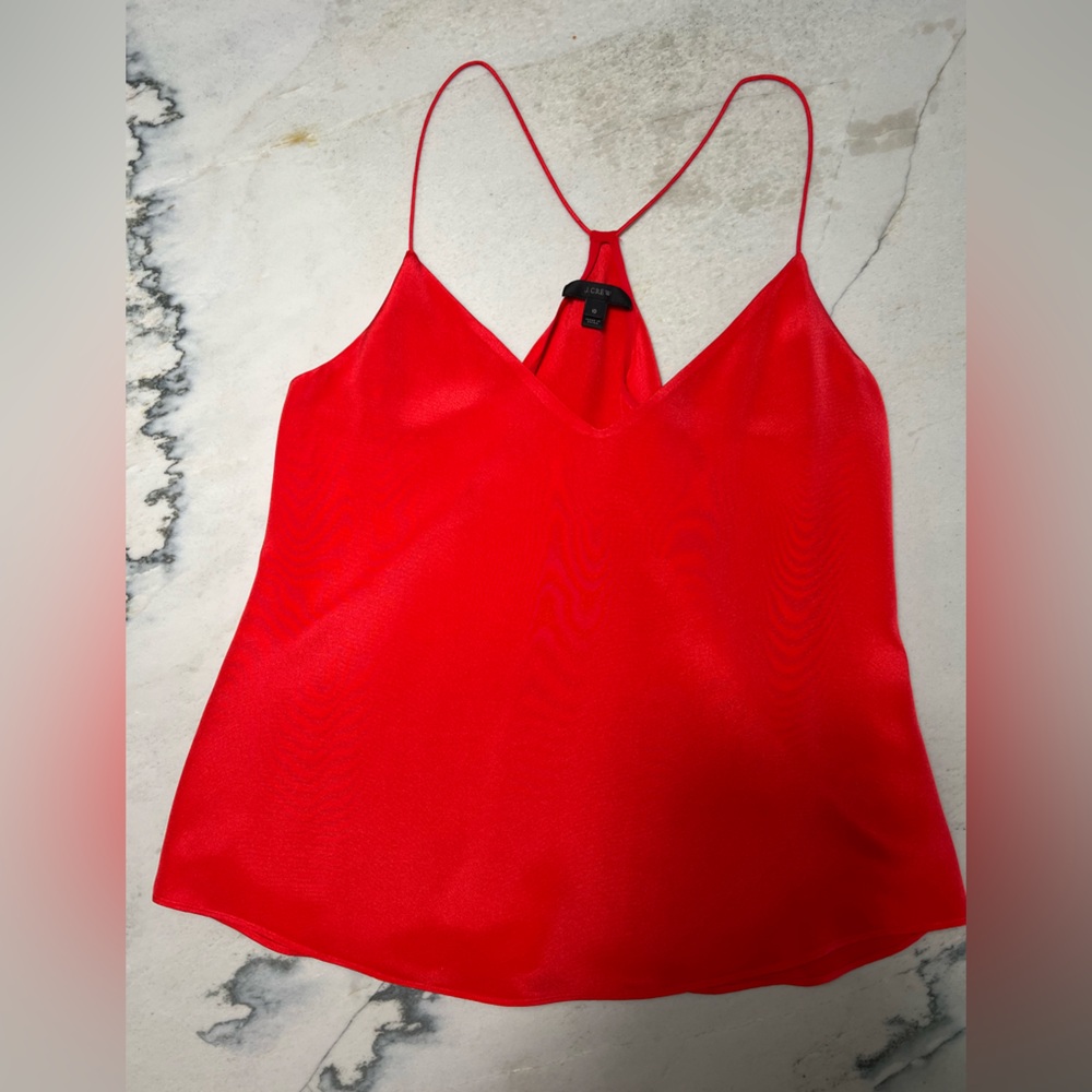 JCREW Red Racerback Silk Tank SZ 10 - Picture 4 of 7